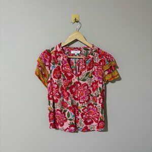 Rachel Zoe Women’s Small Pink and Yellow Floral Top